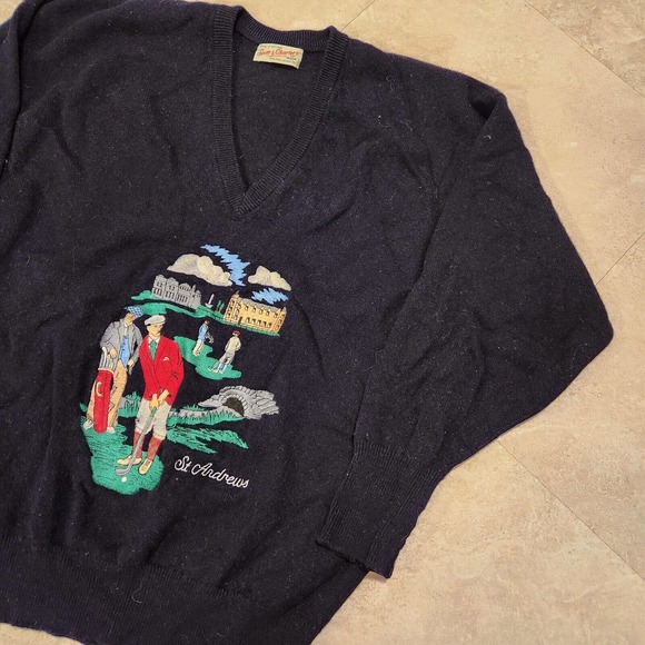 SCOTT & SCOTT LONDON Other - VTG Scott & Charters Hawick Mens M Or L Pure Lambswool Golf V Neck Sweater Knit